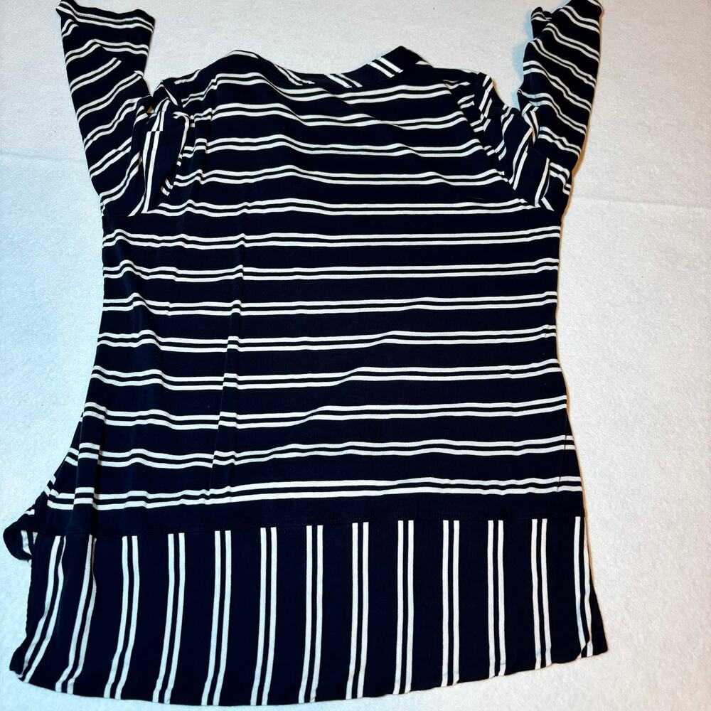 Talbots Black White Stripe V Neck Lyocell Rayon Blend Size M - Picture 7 of 7